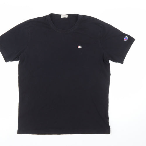 Champion Men's Black Cotton Crew Neck Short Sleeve T-Shirt Size S