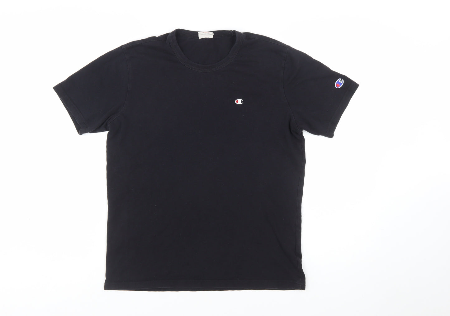 Champion Men's Black Cotton Crew Neck Short Sleeve T-Shirt Size S
