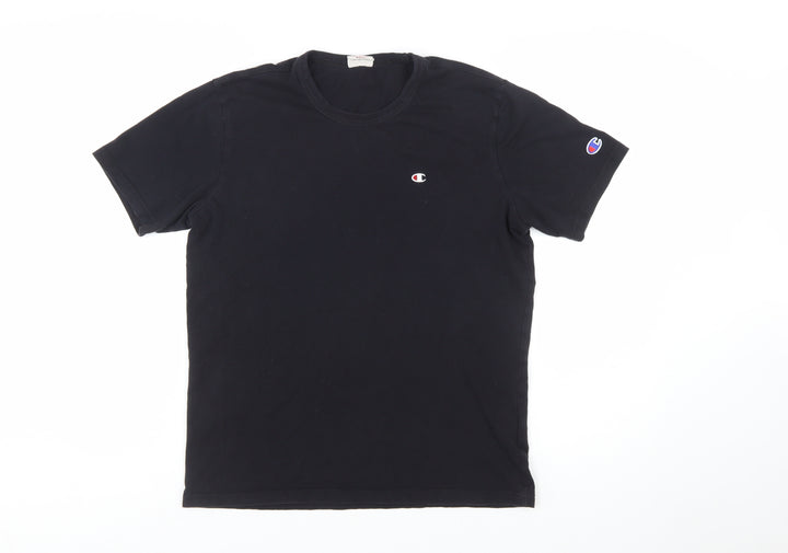 Champion Men's Black Cotton Crew Neck Short Sleeve T-Shirt Size S