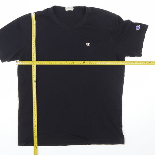 Champion Men's Black Cotton Crew Neck Short Sleeve T-Shirt Size S