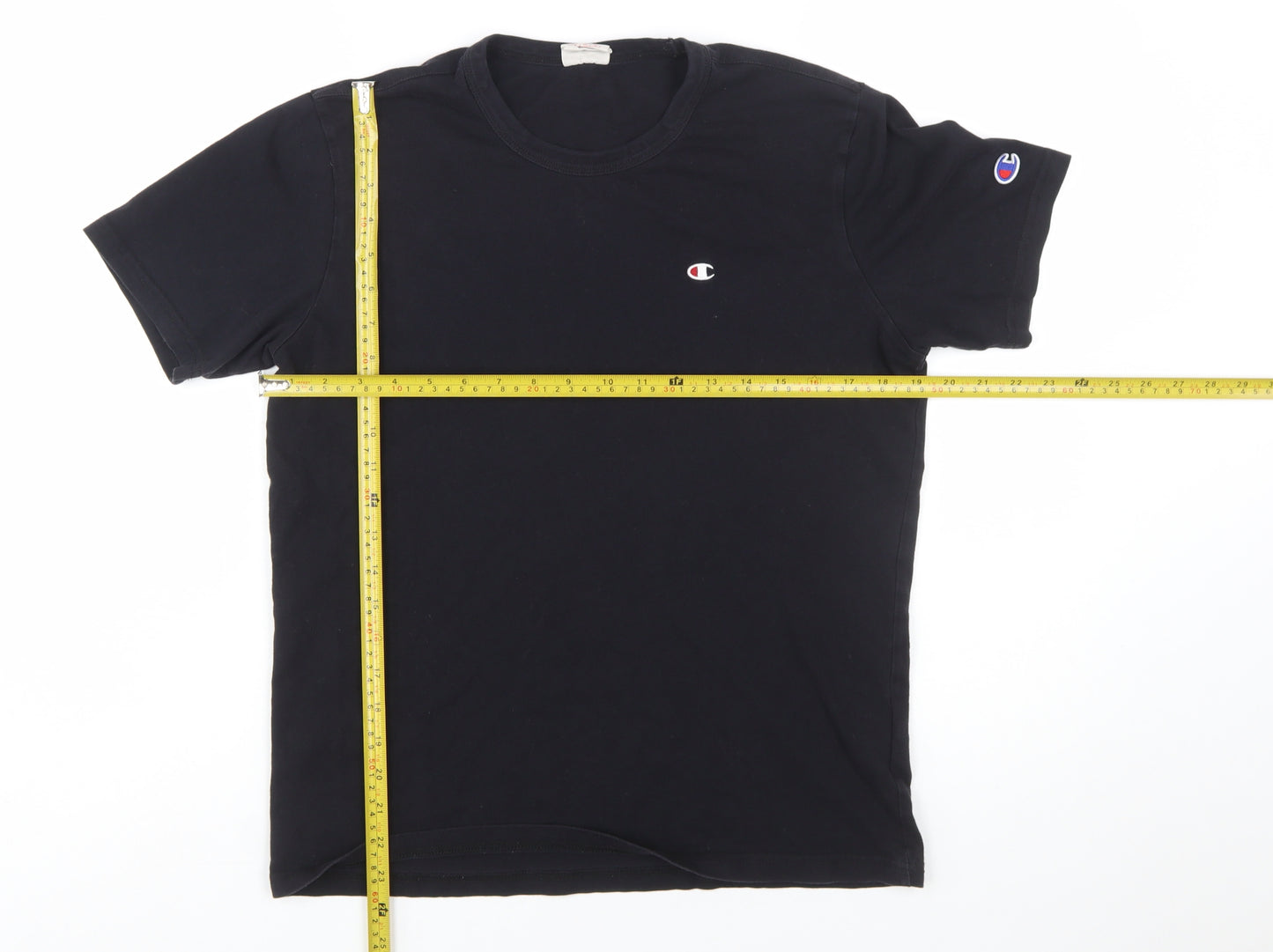 Champion Men's Black Cotton Crew Neck Short Sleeve T-Shirt Size S