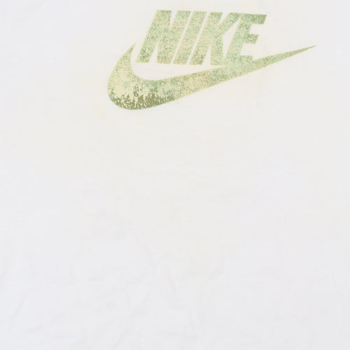 Nike Men's Grey and Cream Short Sleeve Crew Neck Graphic T-Shirt L