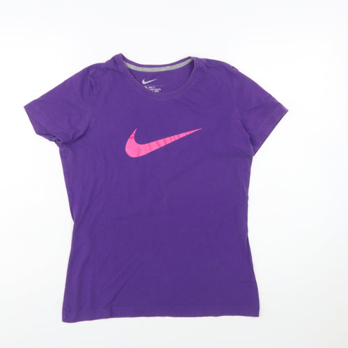 Nike Womens Purple Slim Fit T-Shirt Size L Activewear Top