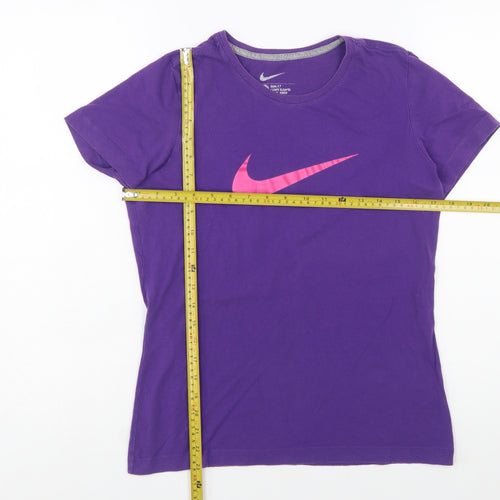 Nike Womens Purple Slim Fit T-Shirt Size L Activewear Top