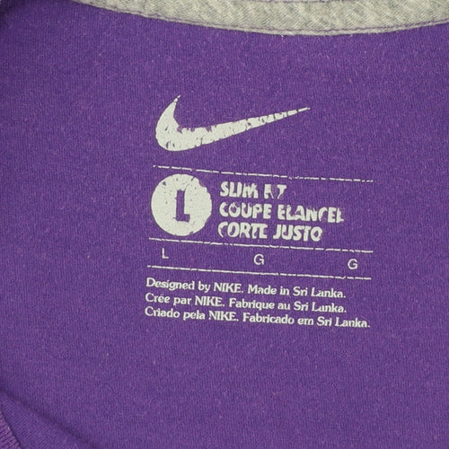 Nike Womens Purple Slim Fit T-Shirt Size L Activewear Top