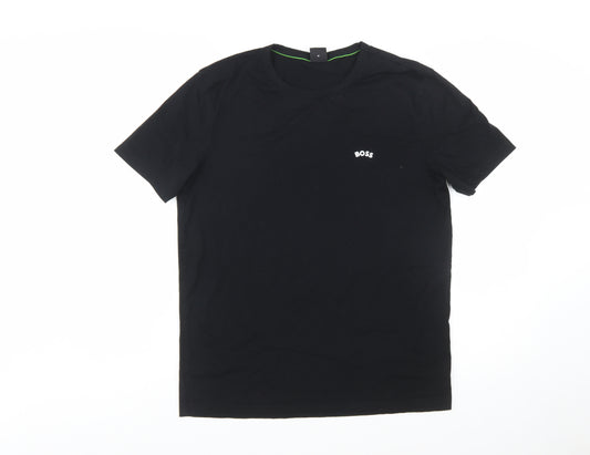 BOSS Men's Black Cotton Crew Neck Short Sleeve T-Shirt M