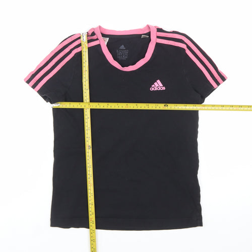 Adidas Girls Black Pink Short Sleeve Cotton Sports T-Shirt 11-12 Years