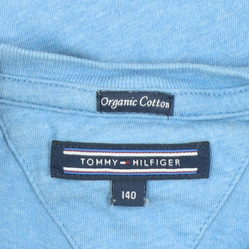 Tommy Hilfiger Boys Blue Organic Cotton Short Sleeve T-Shirt Size 140