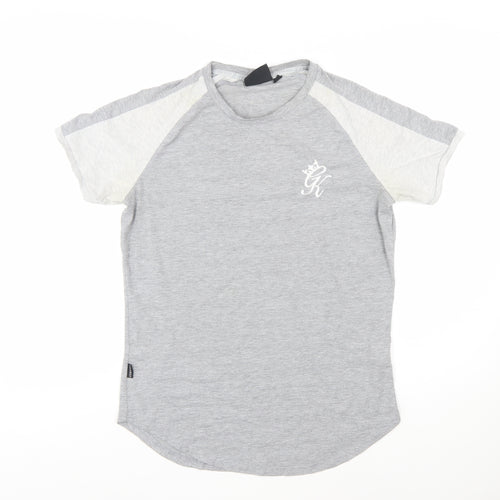 Gym King Men's Grey Colourblock Slim Fit Crew Neck T-Shirt Size M