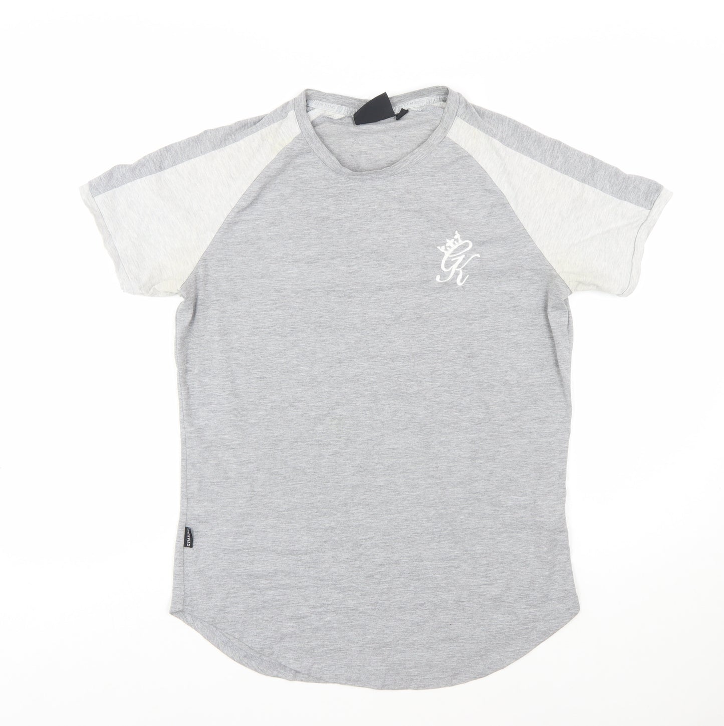 Gym King Men's Grey Colourblock Slim Fit Crew Neck T-Shirt Size M