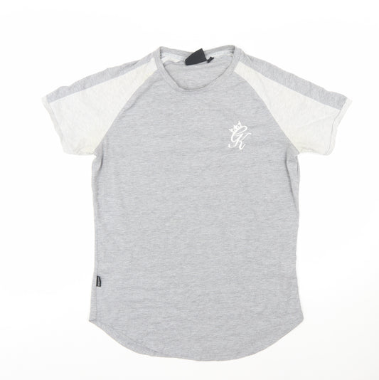 Gym King Men's Grey Colourblock Slim Fit Crew Neck T-Shirt Size M