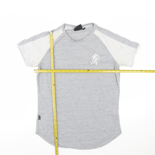 Gym King Men's Grey Colourblock Slim Fit Crew Neck T-Shirt Size M