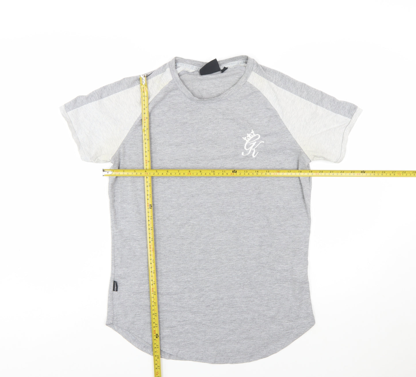 Gym King Men's Grey Colourblock Slim Fit Crew Neck T-Shirt Size M
