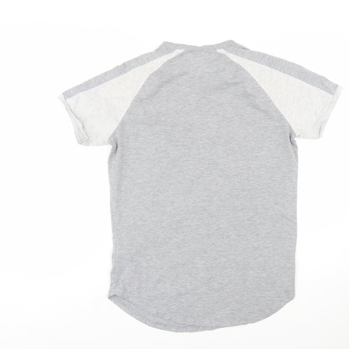 Gym King Men's Grey Colourblock Slim Fit Crew Neck T-Shirt Size M