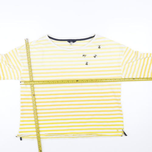 Joules Women Yellow Striped Long Sleeve Bee T-Shirt UK 12