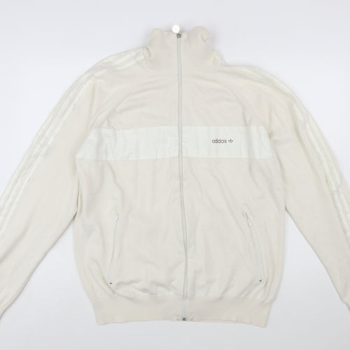 Adidas Men’s Ivory XL Full Zip High Neck Knit Jumper