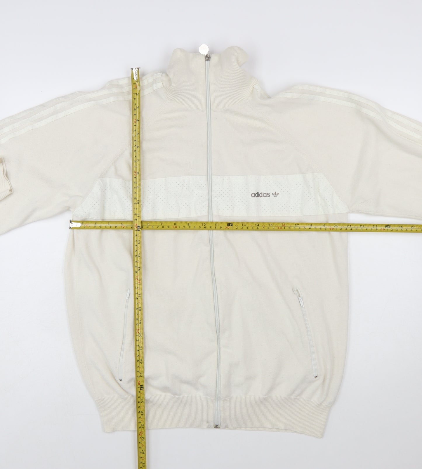 Adidas Men’s Ivory XL Full Zip High Neck Knit Jumper