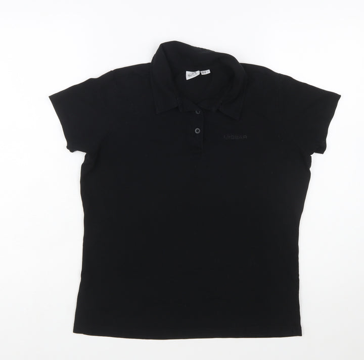 LA Gear Womens Black Polo Shirt Size 12 Short Sleeve Cotton Stretch
