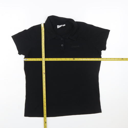 LA Gear Womens Black Polo Shirt Size 12 Short Sleeve Cotton Stretch