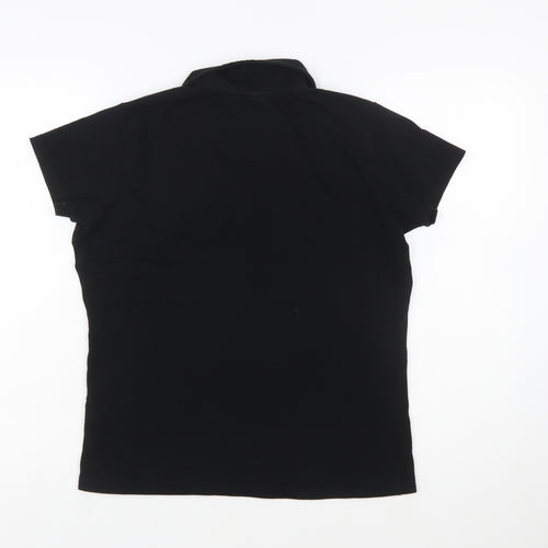 LA Gear Womens Black Polo Shirt Size 12 Short Sleeve Cotton Stretch