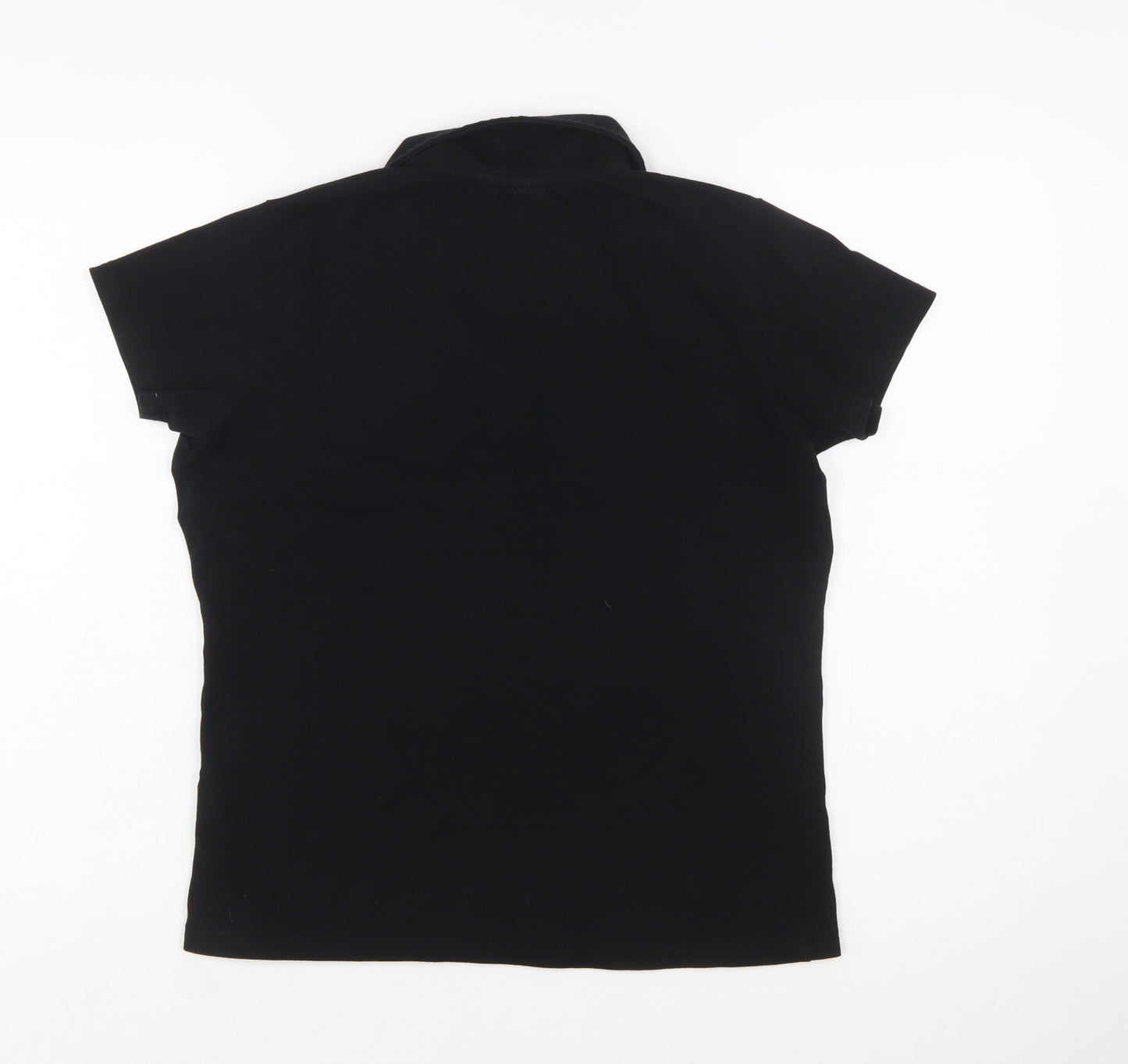 LA Gear Womens Black Polo Shirt Size 12 Short Sleeve Cotton Stretch