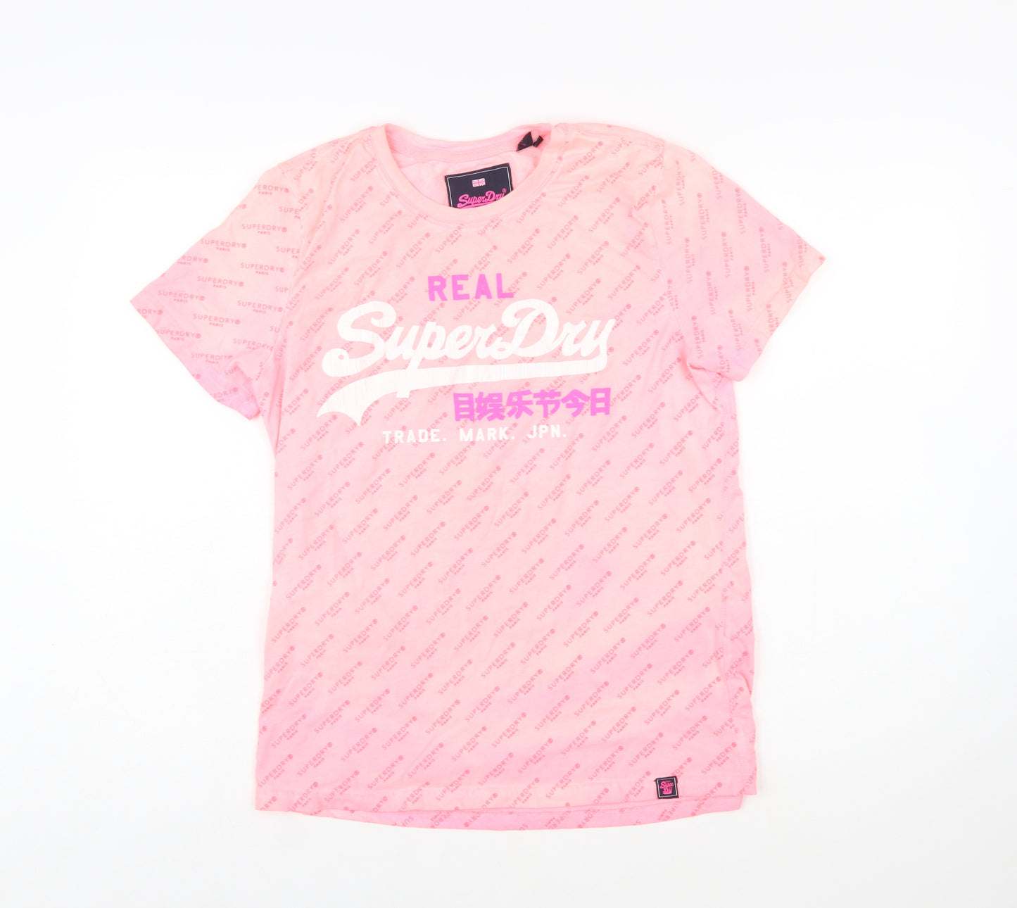 Superdry Womens Pink Crew Neck Logo T-Shirt Size 12