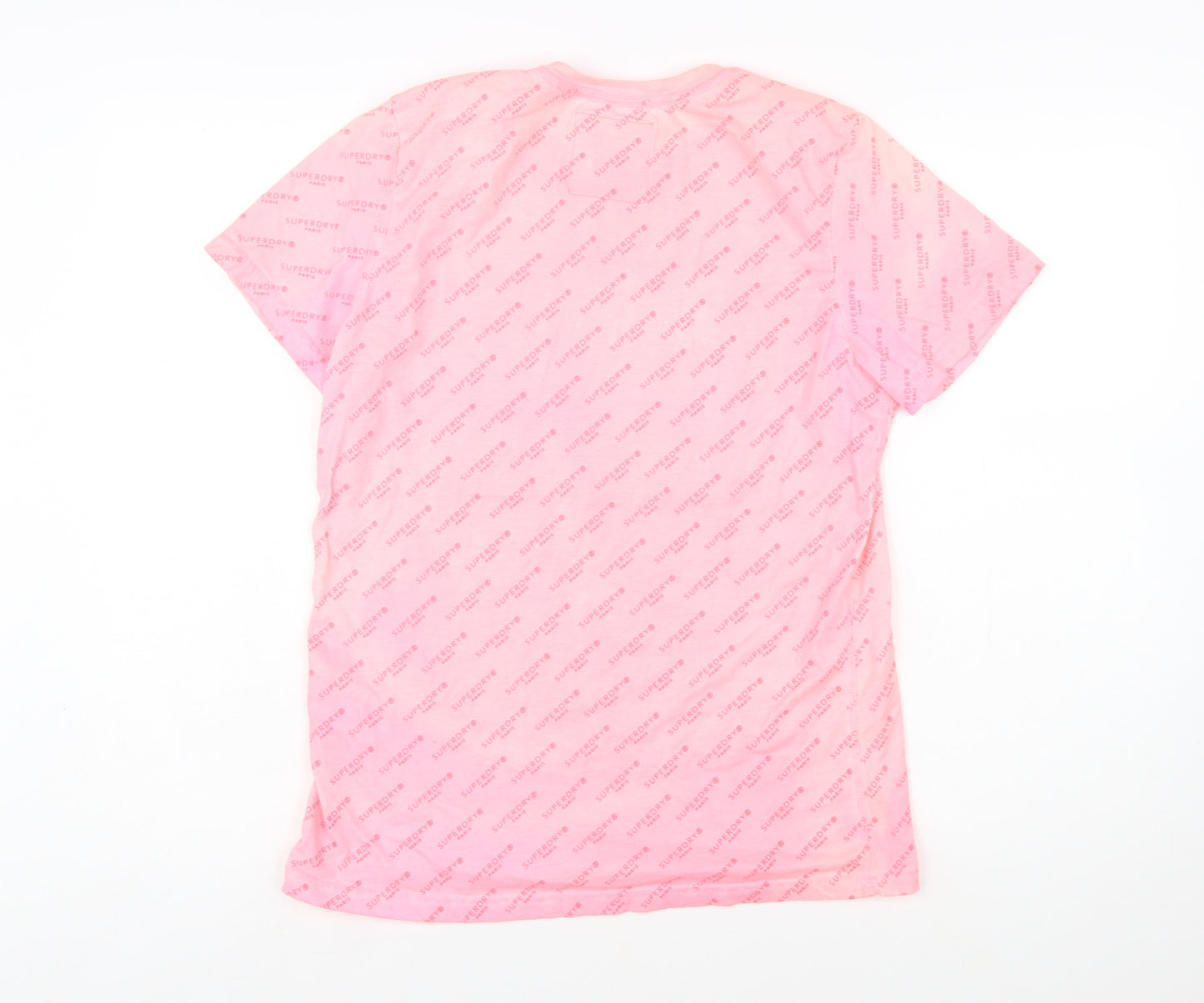 Superdry Womens Pink Crew Neck Logo T-Shirt Size 12