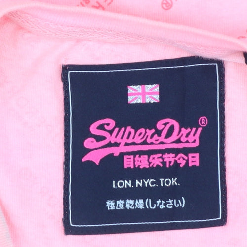 Superdry Womens Pink Crew Neck Logo T-Shirt Size 12