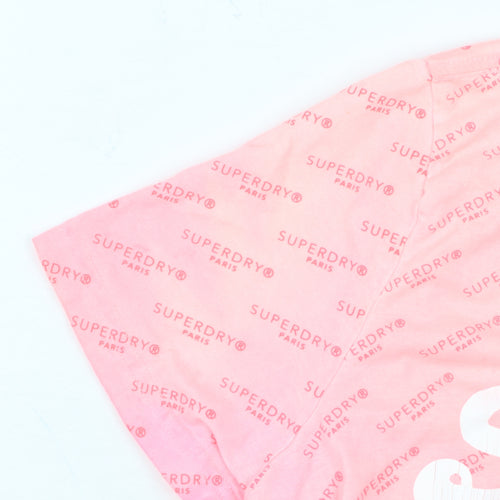Superdry Womens Pink Crew Neck Logo T-Shirt Size 12