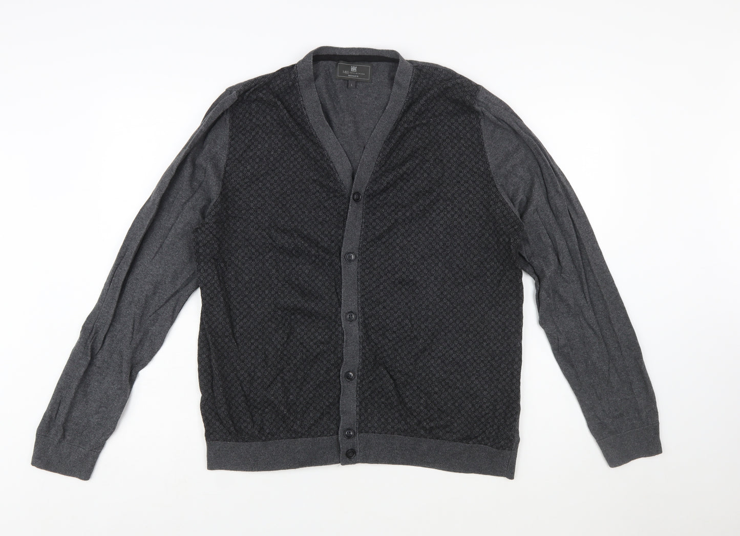 Marks and Spencer Men's Grey Cotton Cardigan L Tailored Fit