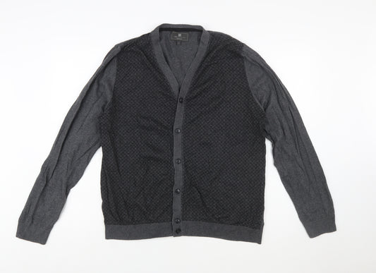 Marks and Spencer Men's Grey Cotton Cardigan L Tailored Fit