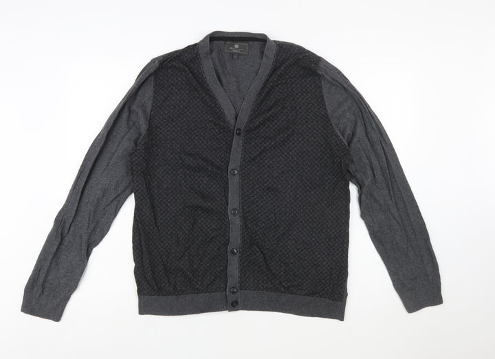 Marks and Spencer Men's Grey Cotton Cardigan L Tailored Fit