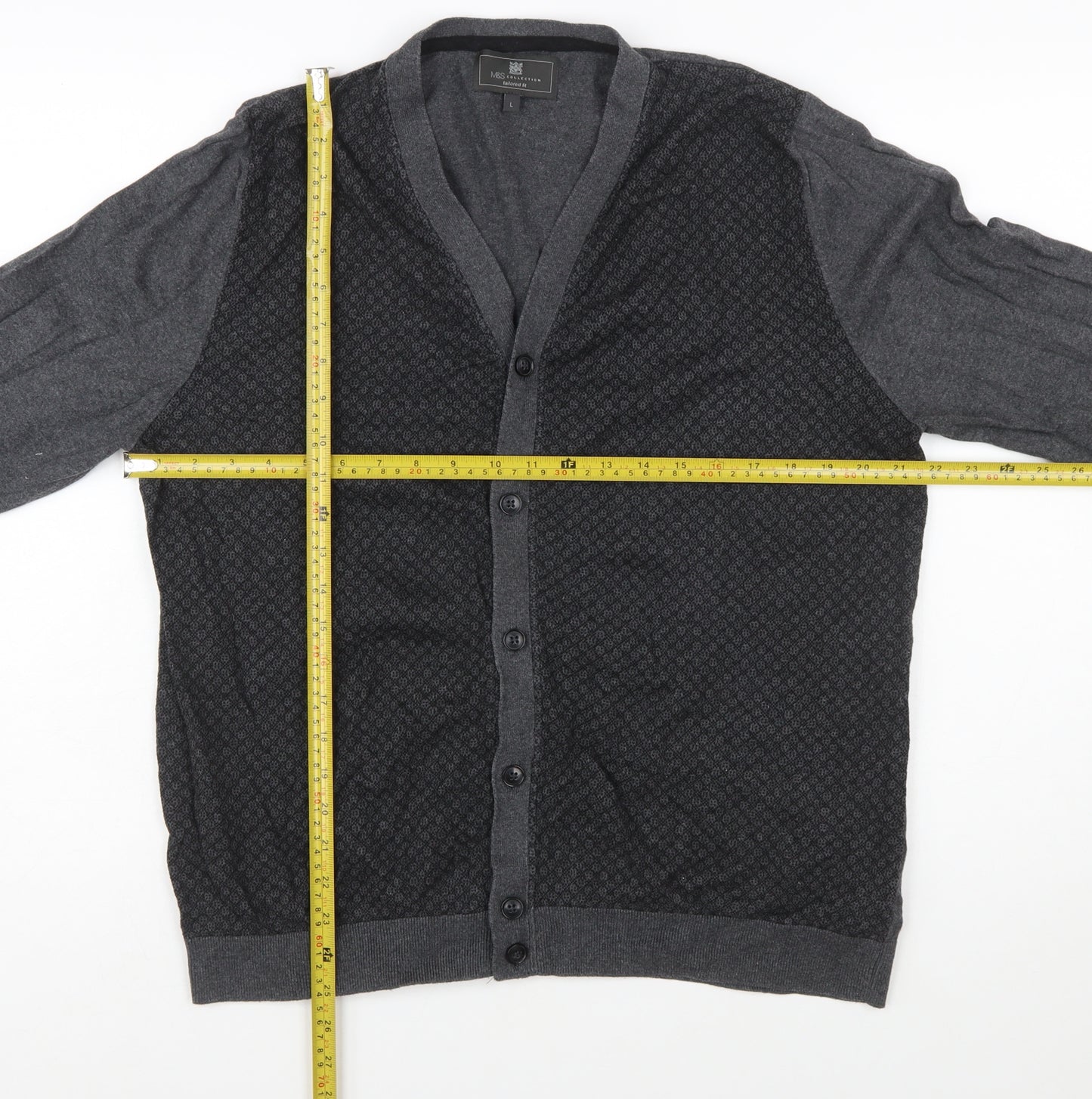 Marks and Spencer Men's Grey Cotton Cardigan L Tailored Fit