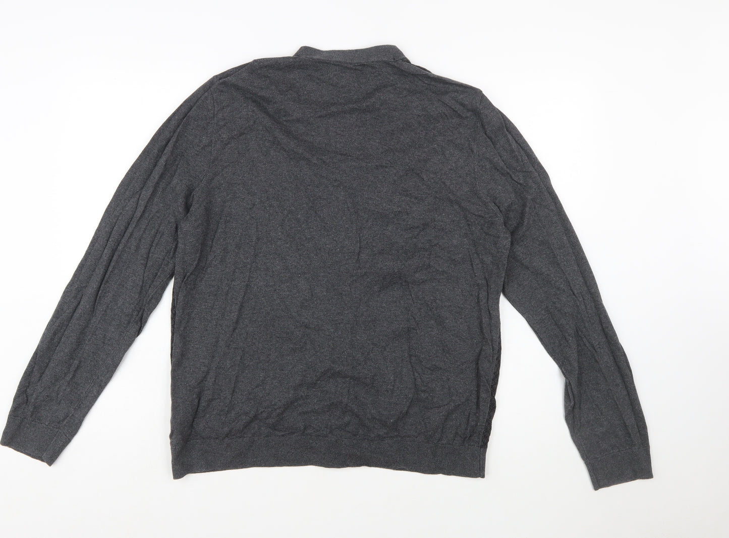 Marks and Spencer Men's Grey Cotton Cardigan L Tailored Fit