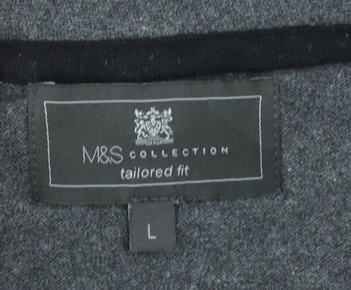 Marks and Spencer Men's Grey Cotton Cardigan L Tailored Fit