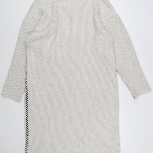 Zara Women Beige Knit Jumper Dress Size S Crew Neck Long Sleeve