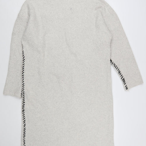 Zara Women Beige Knit Jumper Dress Size S Crew Neck Long Sleeve