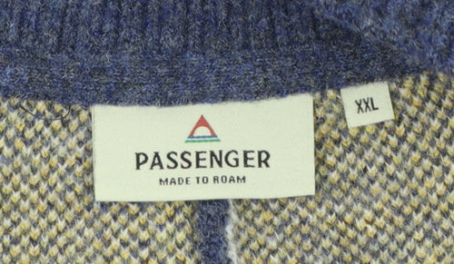Passenger Women’s Blue Cardigan XXL Wool Blend Mountain Print