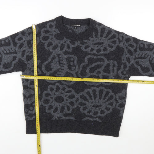 Marimekko x Uniqlo Womens Grey Wool Flower Knit Jumper Size M