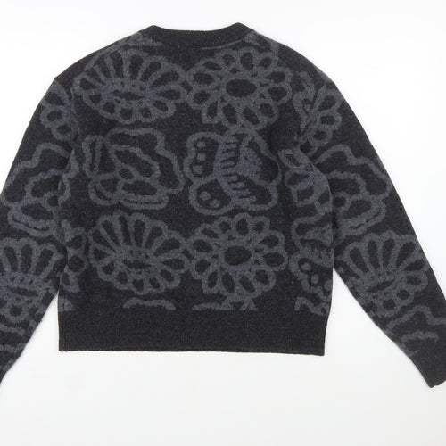 Marimekko x Uniqlo Womens Grey Wool Flower Knit Jumper Size M