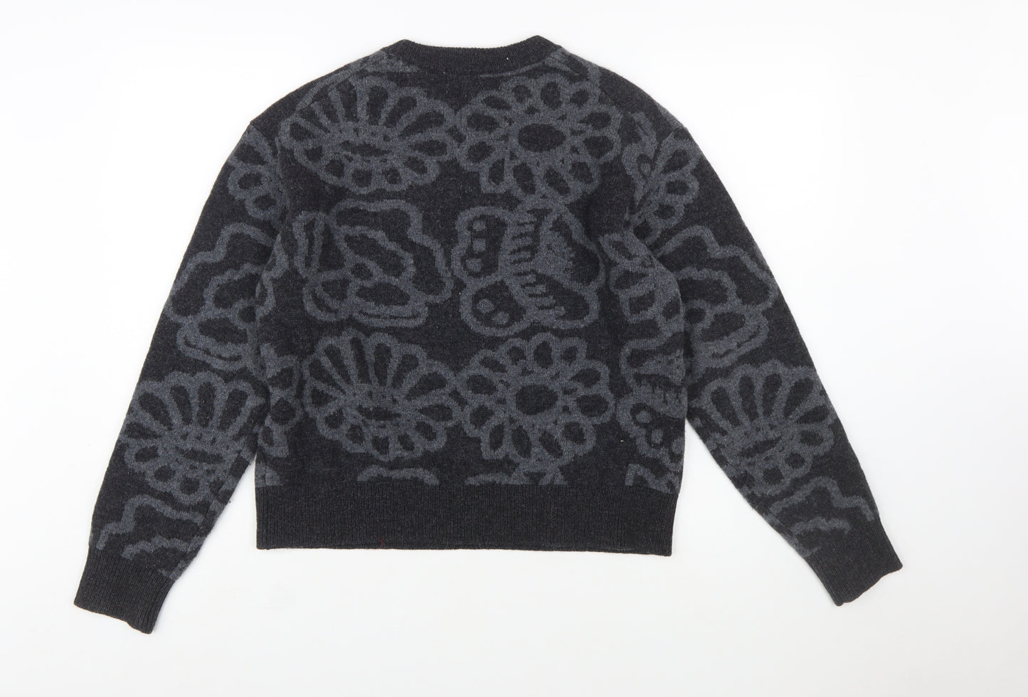 Marimekko x Uniqlo Womens Grey Wool Flower Knit Jumper Size M