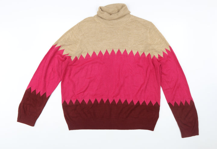 Marks and Spencer Women’s Multicoloured Roll Neck Jumper Size 18