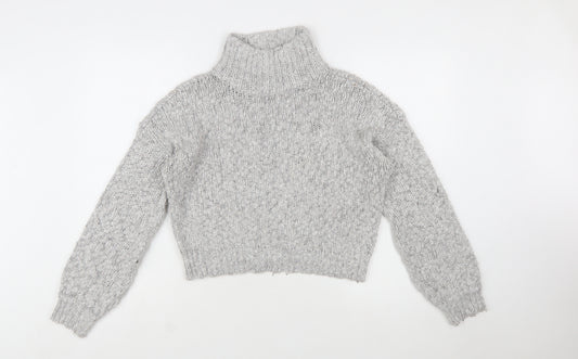 Hollister Womens Grey Chunky Knit Roll Neck Pullover Jumper Size S