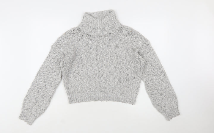 Hollister Womens Grey Chunky Knit Roll Neck Pullover Jumper Size S