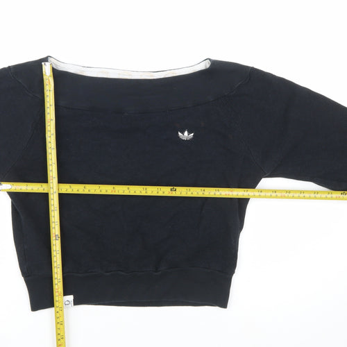Adidas Womens Black Boat Neck Pullover Sweatshirt Size 10 Bamboo Blend