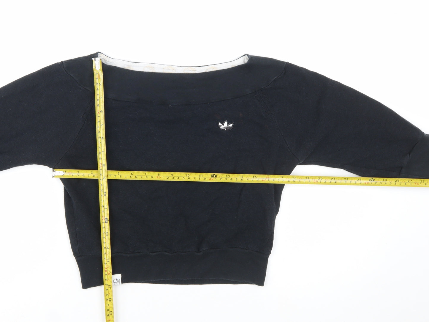 Adidas Womens Black Boat Neck Pullover Sweatshirt Size 10 Bamboo Blend