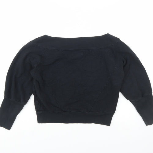 Adidas Womens Black Boat Neck Pullover Sweatshirt Size 10 Bamboo Blend