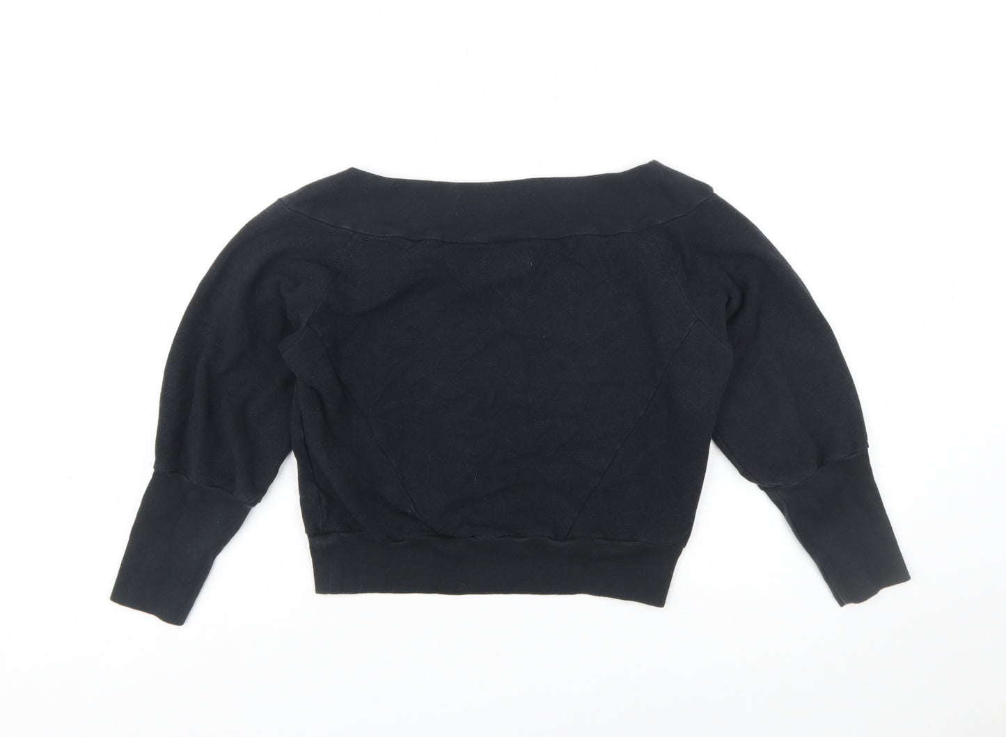 Adidas Womens Black Boat Neck Pullover Sweatshirt Size 10 Bamboo Blend