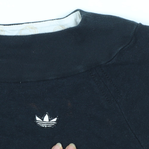 Adidas Womens Black Boat Neck Pullover Sweatshirt Size 10 Bamboo Blend