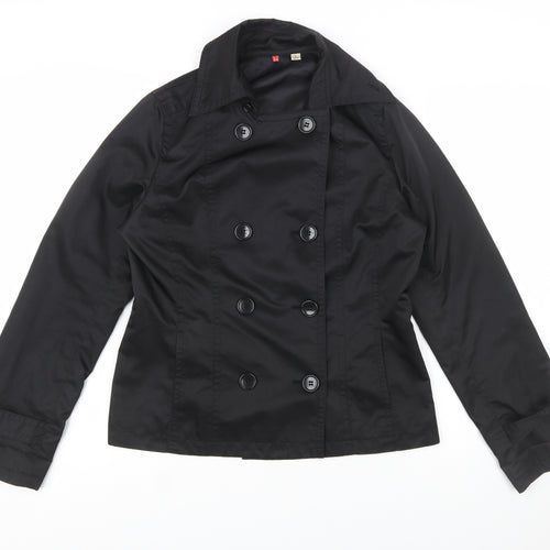 Uniqlo Women Black L Pea Coat Style Short Jacket Polyester